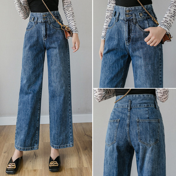 Model nou de blugi de dama de culoare albastra - talie inalta