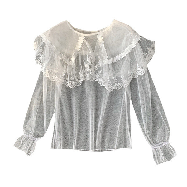 Bluză de damă modernă în alb, cu mâneci lungi și guler