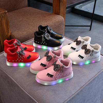 Adidasi copii moderni pentru fete in patru culori cu pietre si panglica