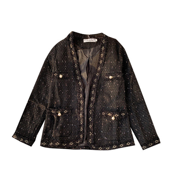 Geaca de dama actuala cu buzunare alb-negru