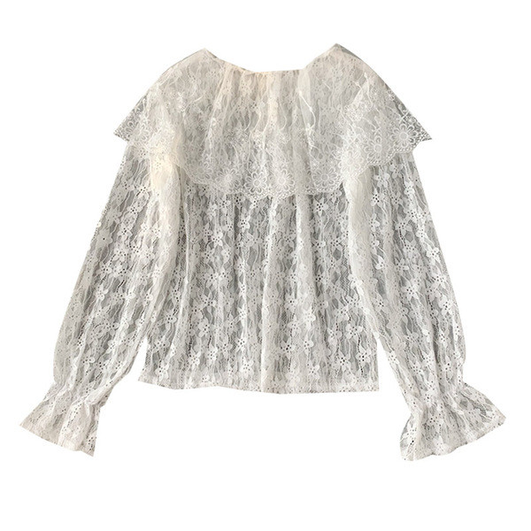 Bluza de dama moderna din dantela de culoare alb si negru