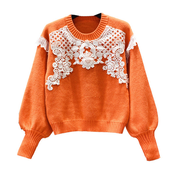 Γυναικείο πουλόβερ με δαντέλα σε τέσσερα χρώματα