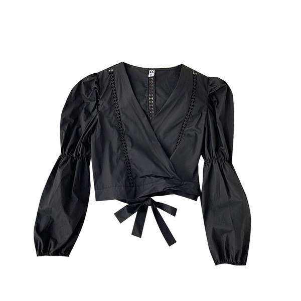 Modern női ing mély nyakkivágással és nyakkendőkkel, négy színben