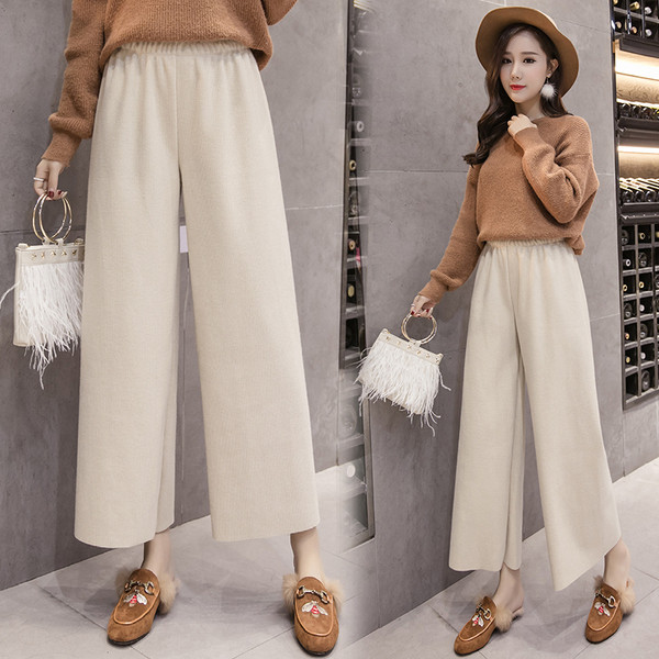 Нов модел ежедневни дамски широки панталони в три цвята