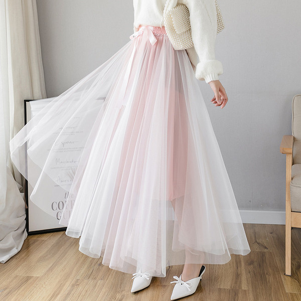 Νέο μοντέλο γυναικεία φούστα με ψηλή μέση  και τούλι  σε διάφορα χρώματα