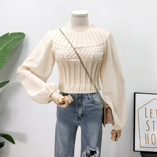 Női pulóver széles ujjal, négy színben