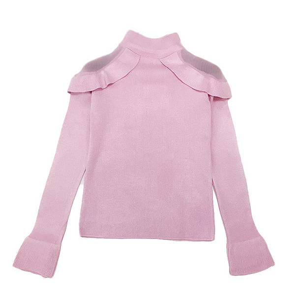 Bluză de damă modernă cu umeri din plasă în patru culori