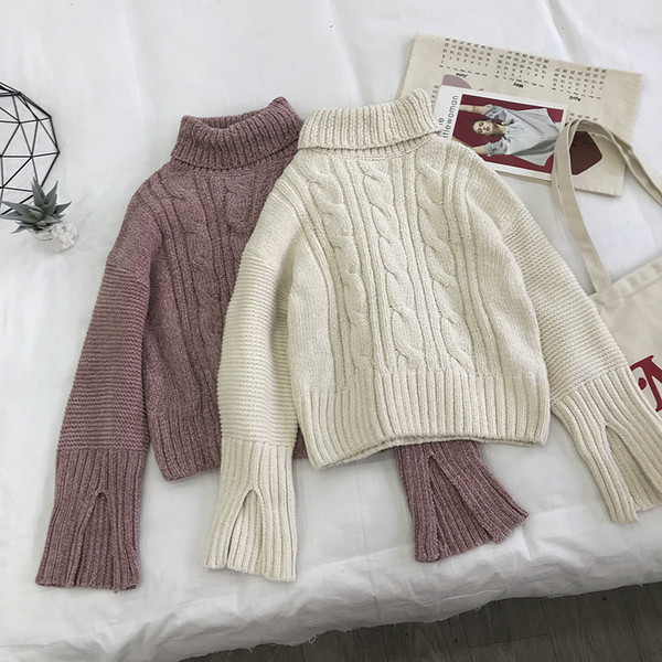 Női alkalmi pulóver magas gallérral, két színben