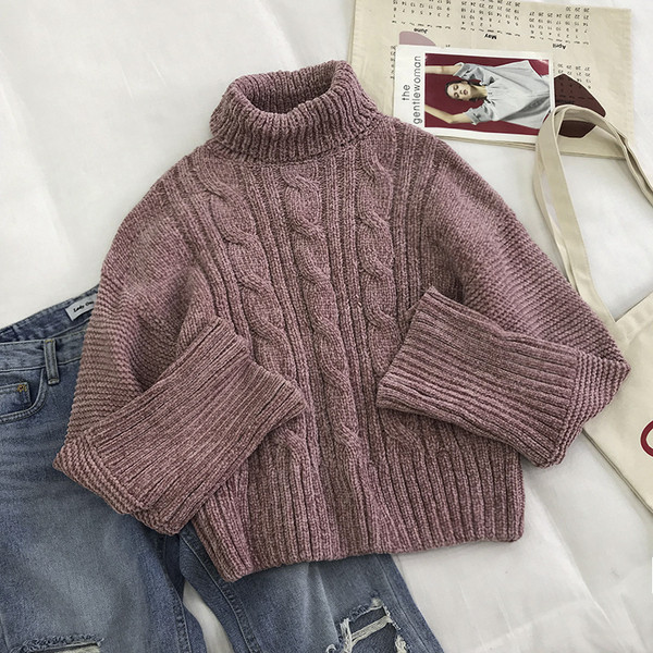 Női alkalmi pulóver magas gallérral, két színben