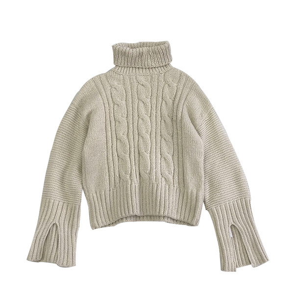 Női alkalmi pulóver magas gallérral, két színben