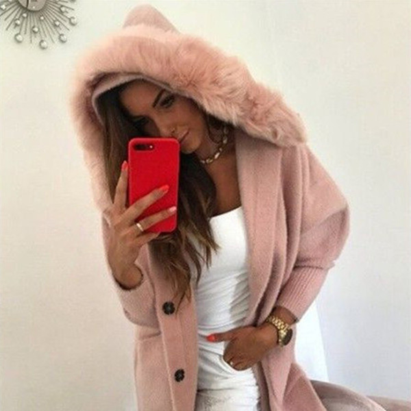 Modern női hosszú kabát kapucnival és pehellyel, három színben