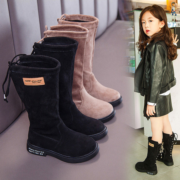 Öko velúrból készült gyerekcsizma két színben nyakkendővel lányoknak