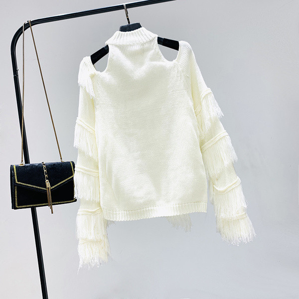 Modern női pulóver rojtokkal több színben