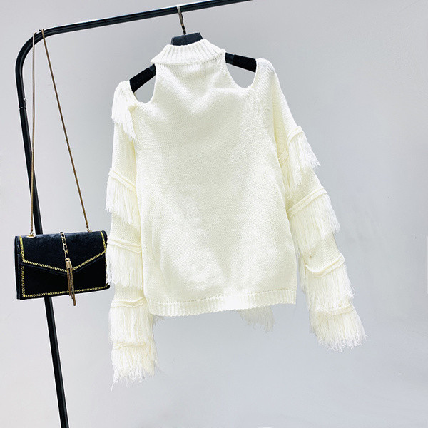 Modern női pulóver rojtokkal több színben