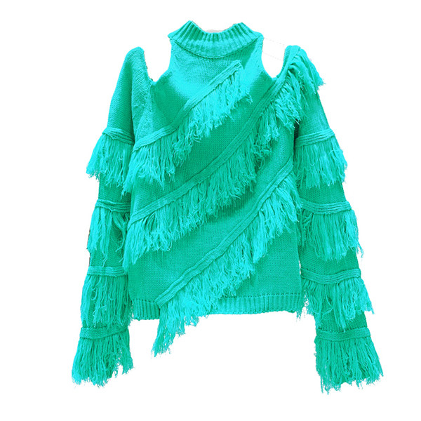 Modern női pulóver rojtokkal több színben