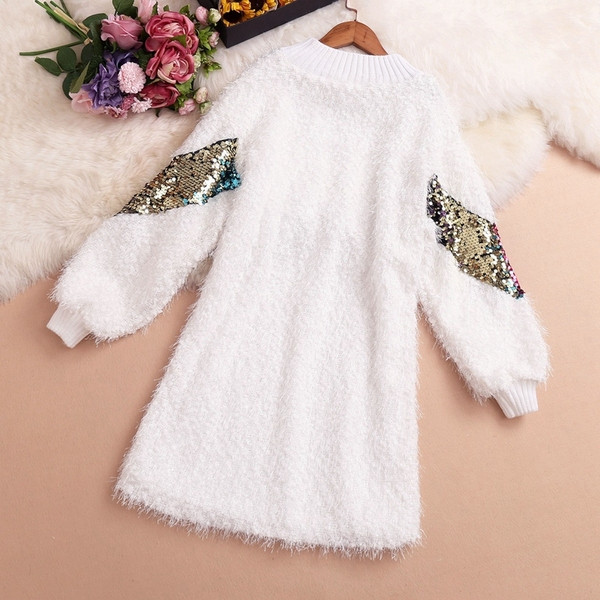 Modern női téli ruha hosszú ujjal és flitterekkel három színben