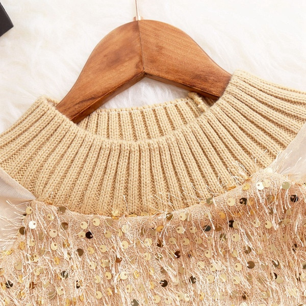 Stílusos női ruha flitterekkel és öko-bőr övvel, három színben