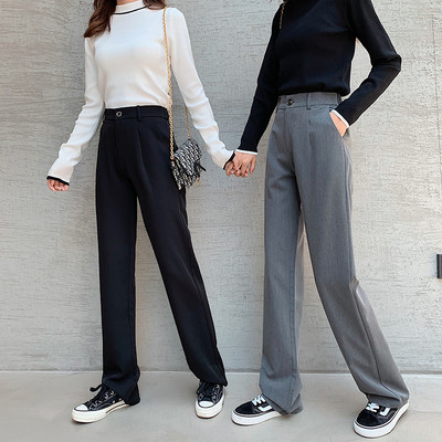 Нов модел актуален дамски панталон - прав модел в сив и черен цвят