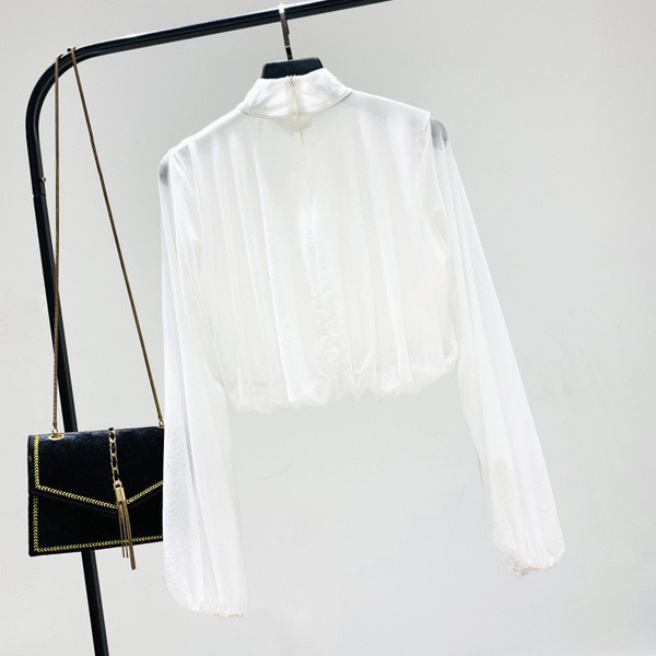 Stílusos női blúz - rövid modell fehér és fekete színben