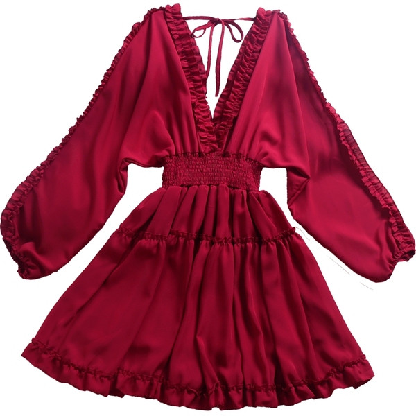 Stílusos női ruha mély nyakkivágással és nyakkendőkkel, négy színben