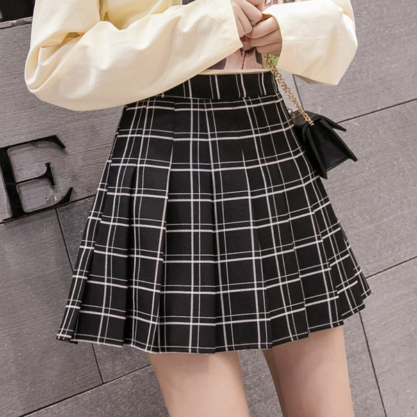 Modern női rakott szoknya szürke és fekete színben