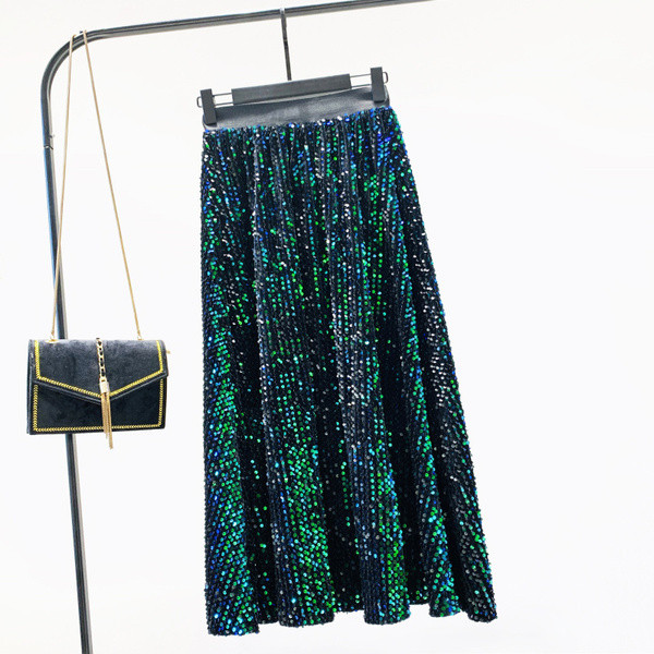 Női szoknya - hosszú modell színes flitterekkel