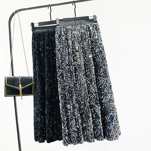 Női szoknya - hosszú modell színes flitterekkel