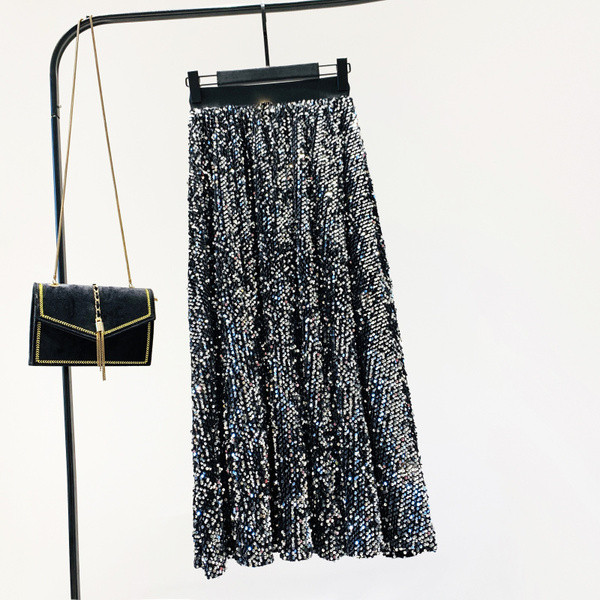 Női szoknya - hosszú modell színes flitterekkel