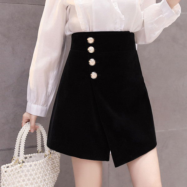 Új modell modern aszimmetrikus női szoknya gombokkal