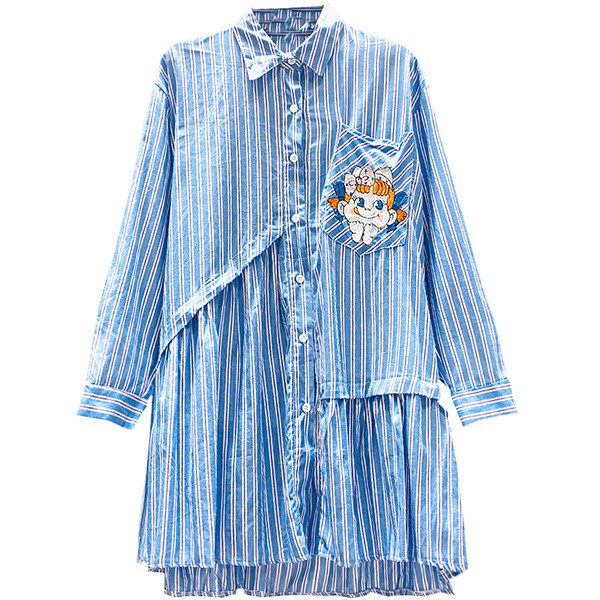 Modern női csíkos ing - hosszú modell három színben