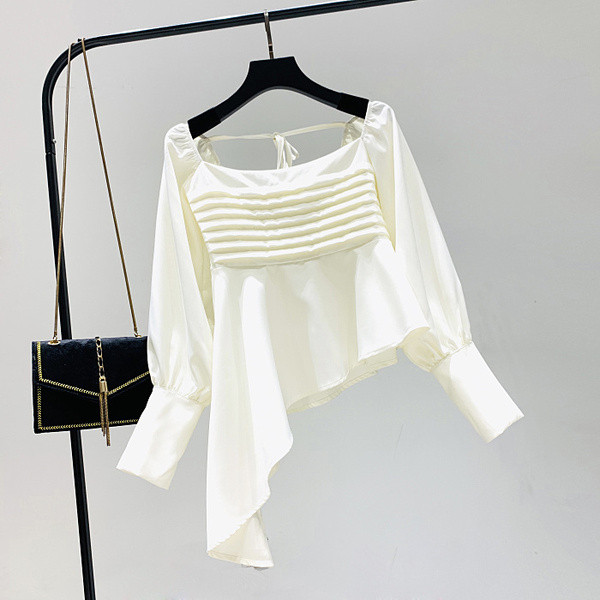 Modern női blúz - fekete színű aszimmetrikus modell