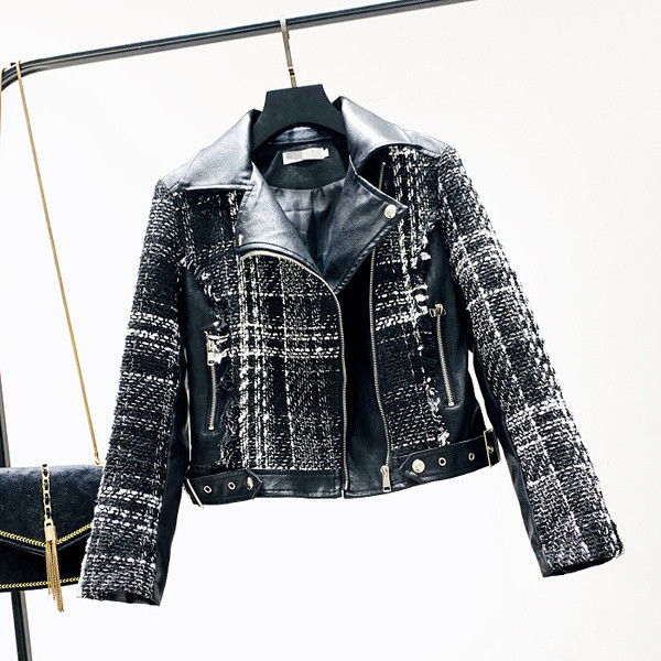 Γυναικείο καρό καπιτονέ μπουφάν με  λαιμόκοψη