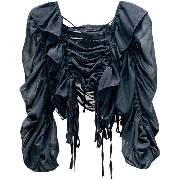 Modern női blúz fekete-fehérben a mellrészen