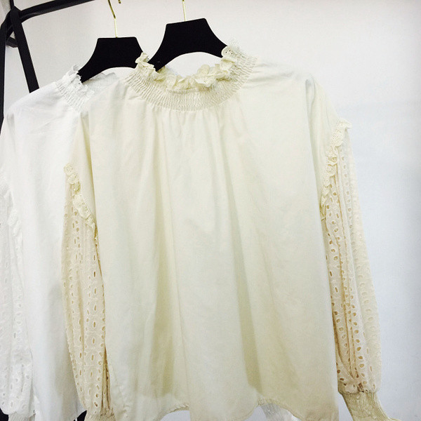 Női őszi blúz magas gallérral, két színben