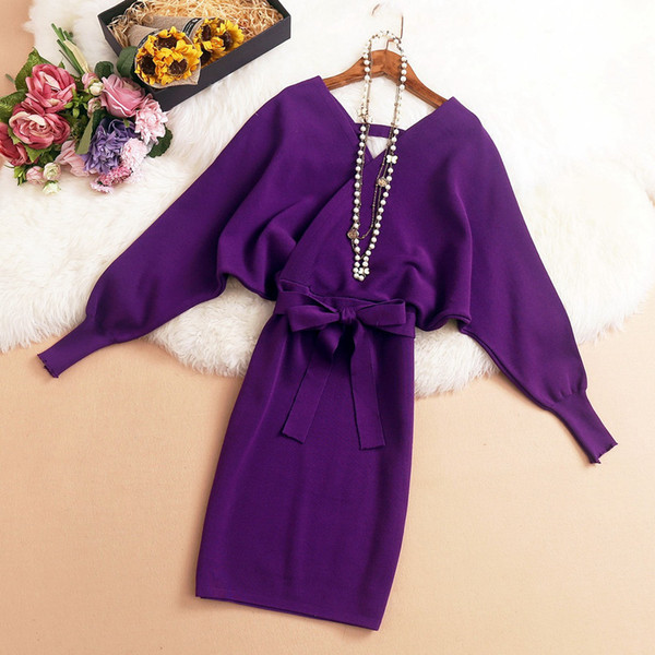 Női kötött ruha hosszú ujjal, három színben