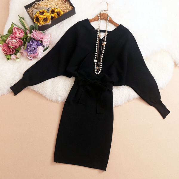 Női kötött ruha hosszú ujjal, három színben