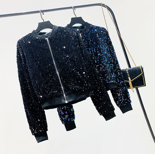 Modern női kabát flitterekkel, két színben