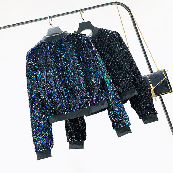 Modern női kabát flitterekkel, két színben