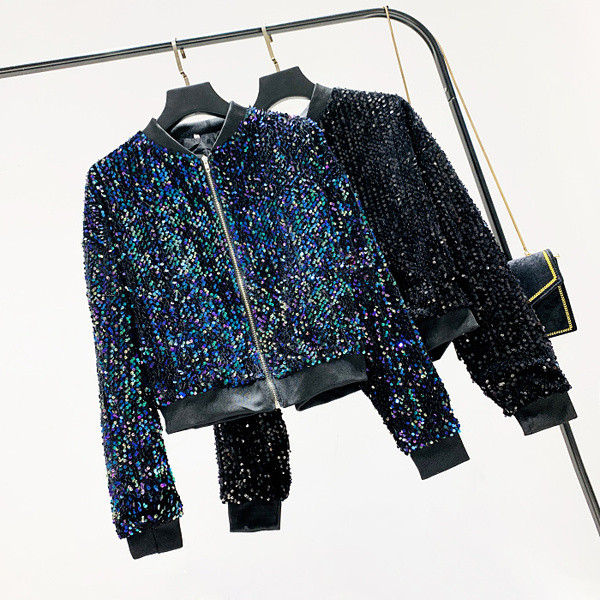 Modern női kabát flitterekkel, két színben