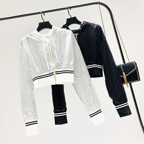 Női alkalmi kabát - rövid fekete és rózsaszín modell