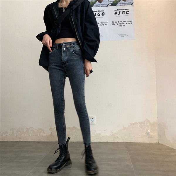 Női farmer Karcsú kék színű modell, magas derékkal