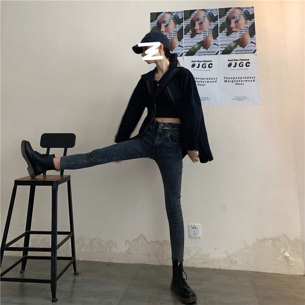 Női farmer Karcsú kék színű modell, magas derékkal