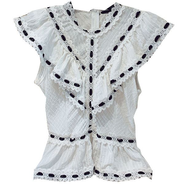 Női csipke felső fekete-fehér színben