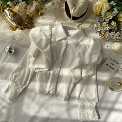 Cămașă elegantă de damă cu guler și mâneci largi în roșu