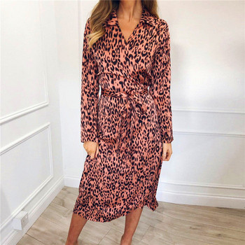 Rochie moderna de dama cu maneci lungi si model animal in mai multe culori