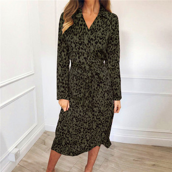 Rochie moderna de dama cu maneci lungi si model animal in mai multe culori