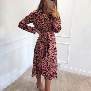 Rochie moderna de dama cu maneci lungi si model animal in mai multe culori