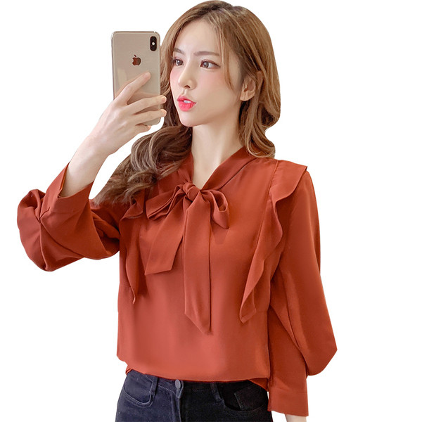 Új modell női ing fűzős és hosszú ujjú barna színben