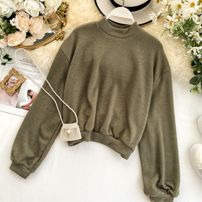 Pulover casual dama cu guler inalt si maneci lungi