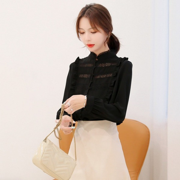 Modern női ing alacsony pólógallérral és gombokkal, két színben